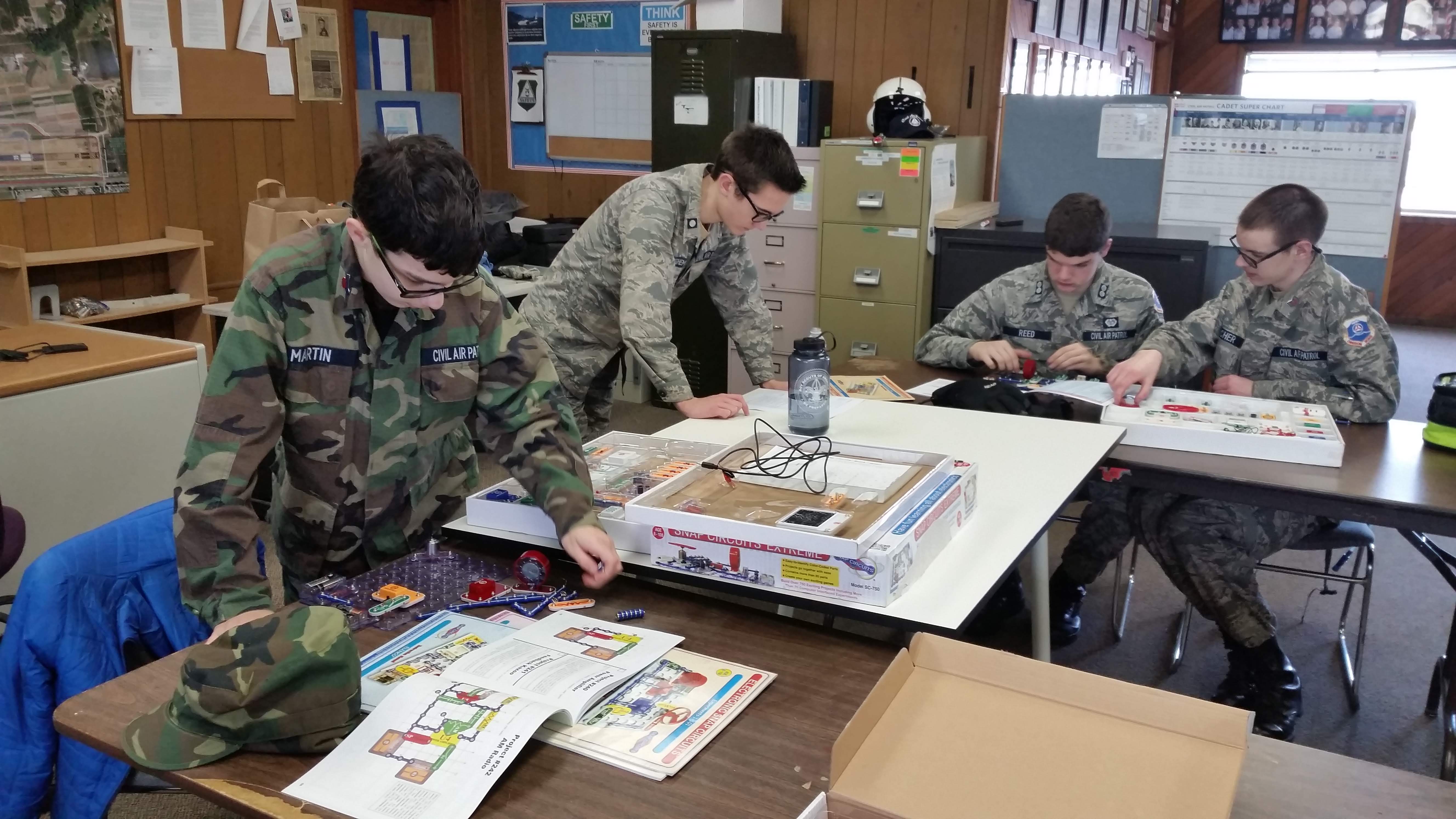Cadets working in the squadron room