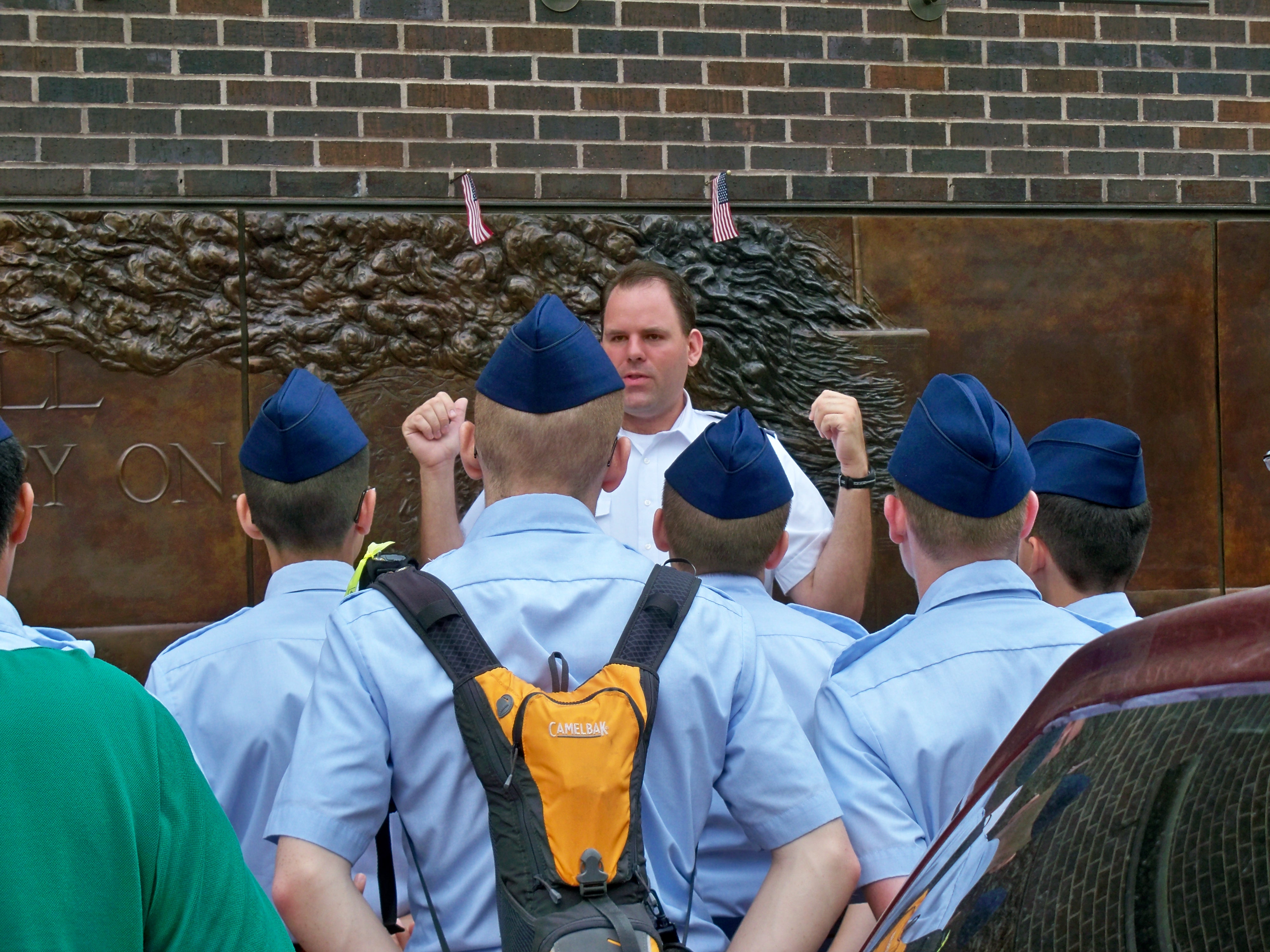 Lt. Roberts leads cadets on a visit to Ground Zero memorial