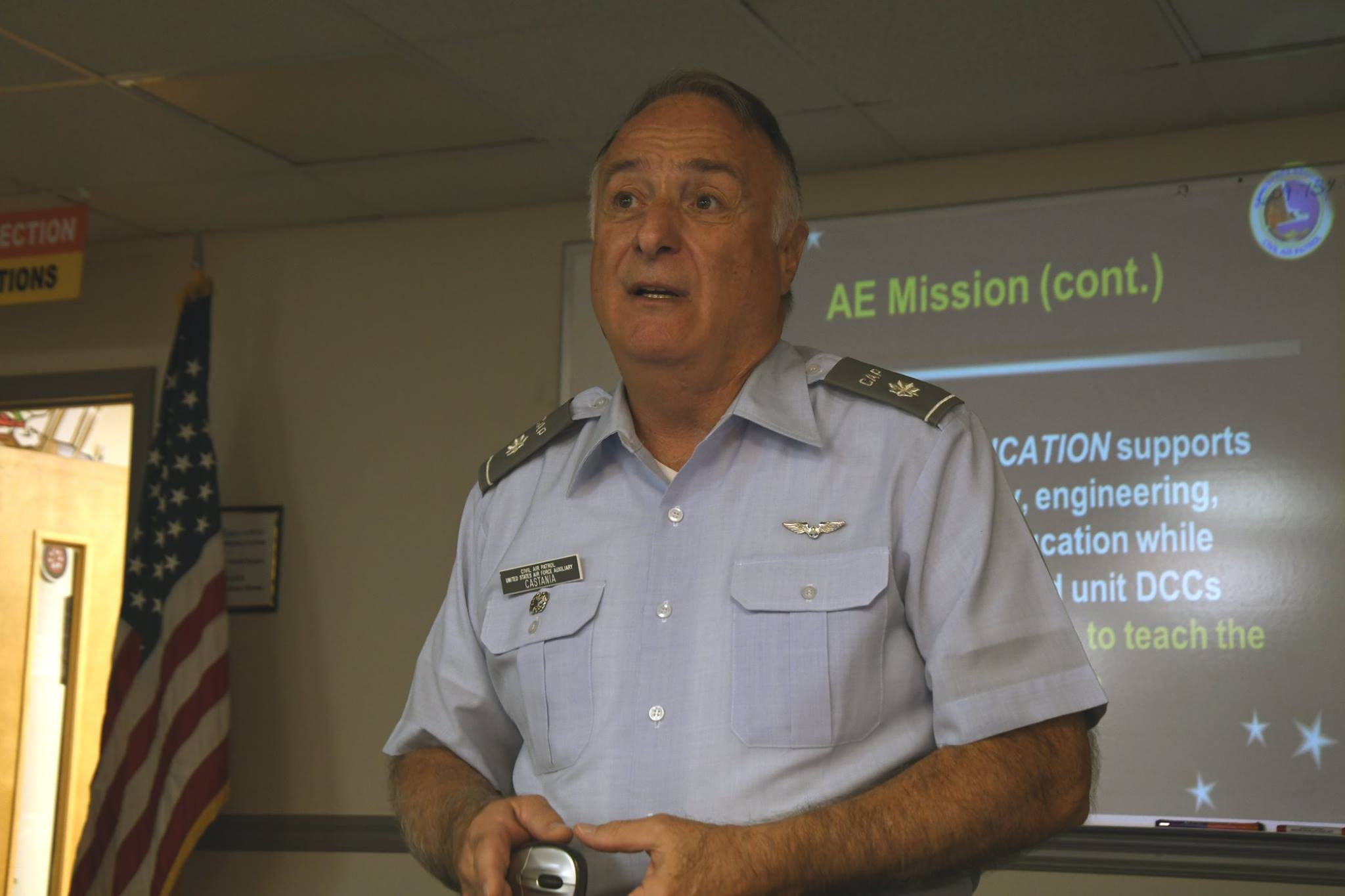 Lt. Col. Castania speaks to AEOs